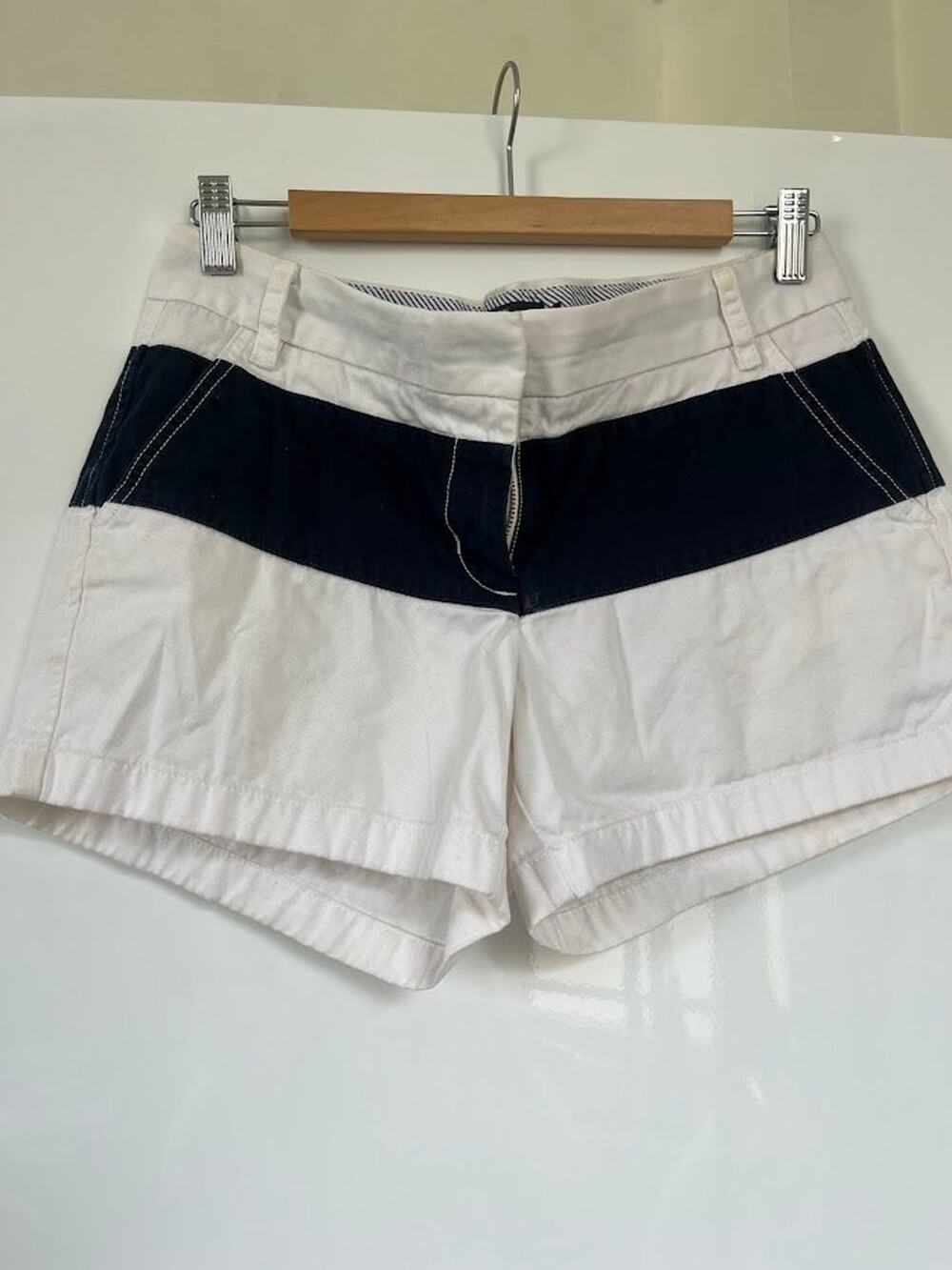 J.Crew Navy White Colorblock Chino Shorts Summer 2013 Size 6